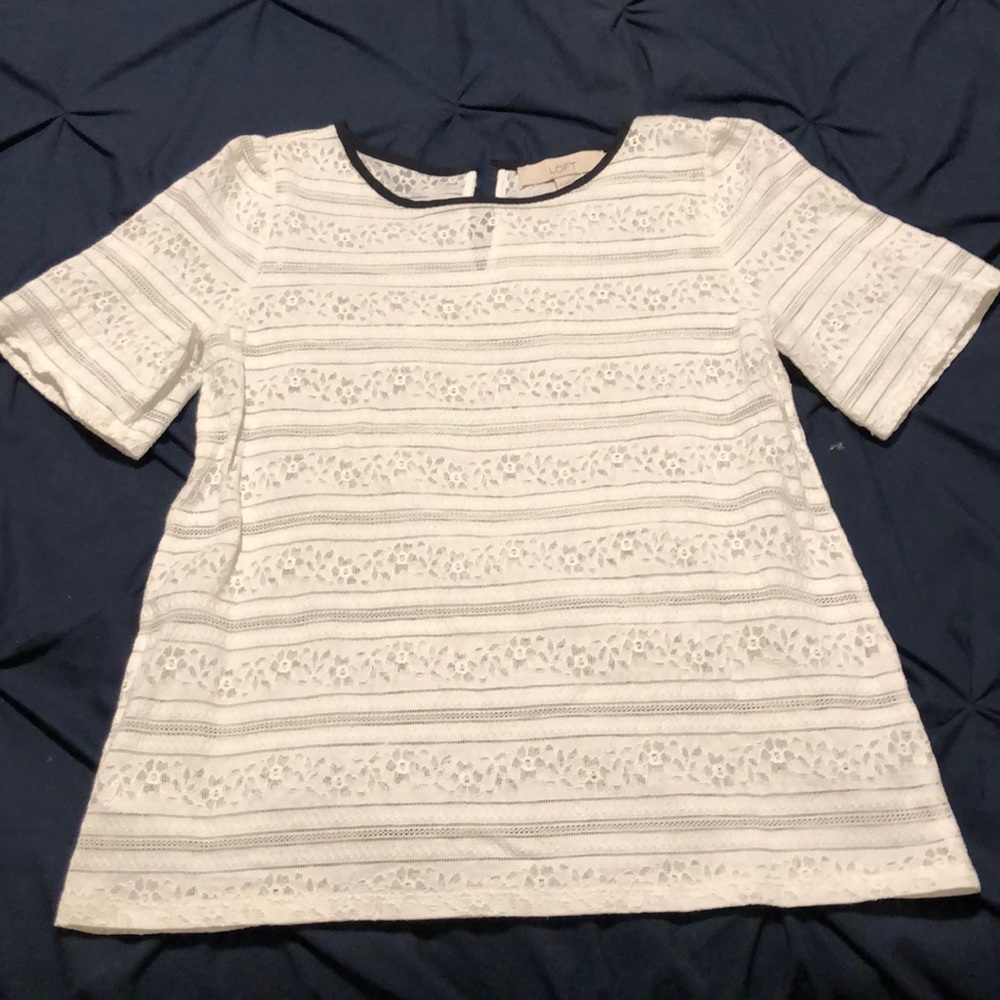 LOFT White Lace Top- size XS